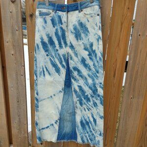 Michael Kors Tie Die Denim Skirt Full Length Maxi Skirt Size 0